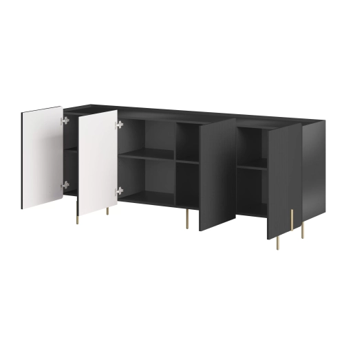 Komoda Malmi 200 cm - czarny mat / złote nóżki